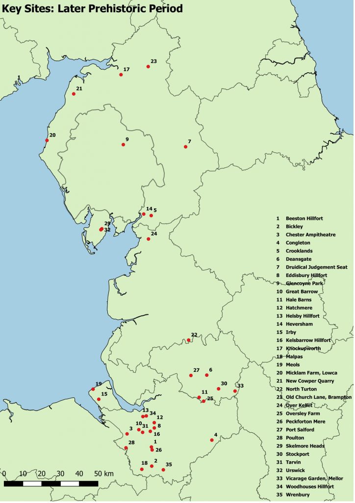 Distribution map of later prehistoric sites mentioned in the text