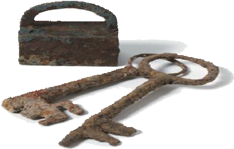 Iron padlock and two keys