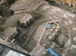 View of an excavation taken from above.
