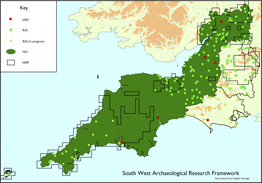 a map showing English Heritage projects undertaken in south west England