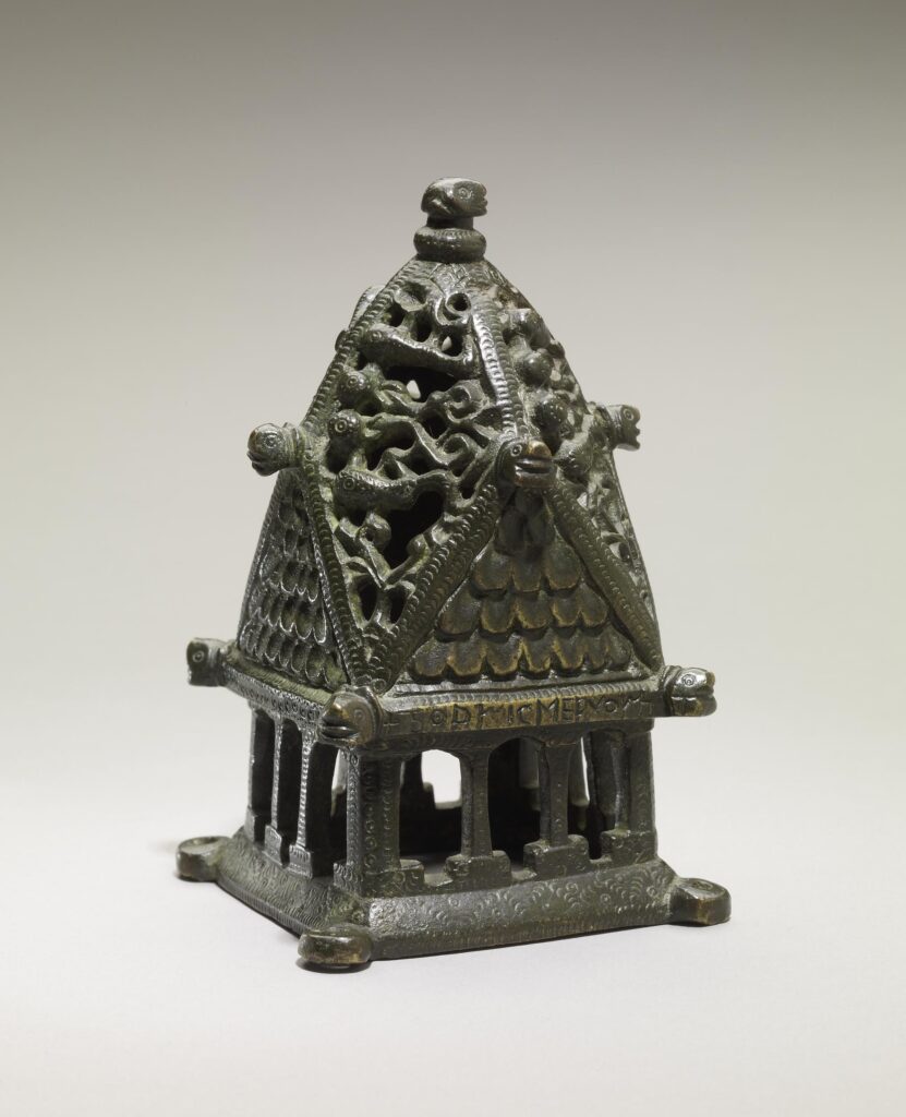Photograph of late Anglo-Saxon censer cover, discovered in Pershore, housed in the British Museum.